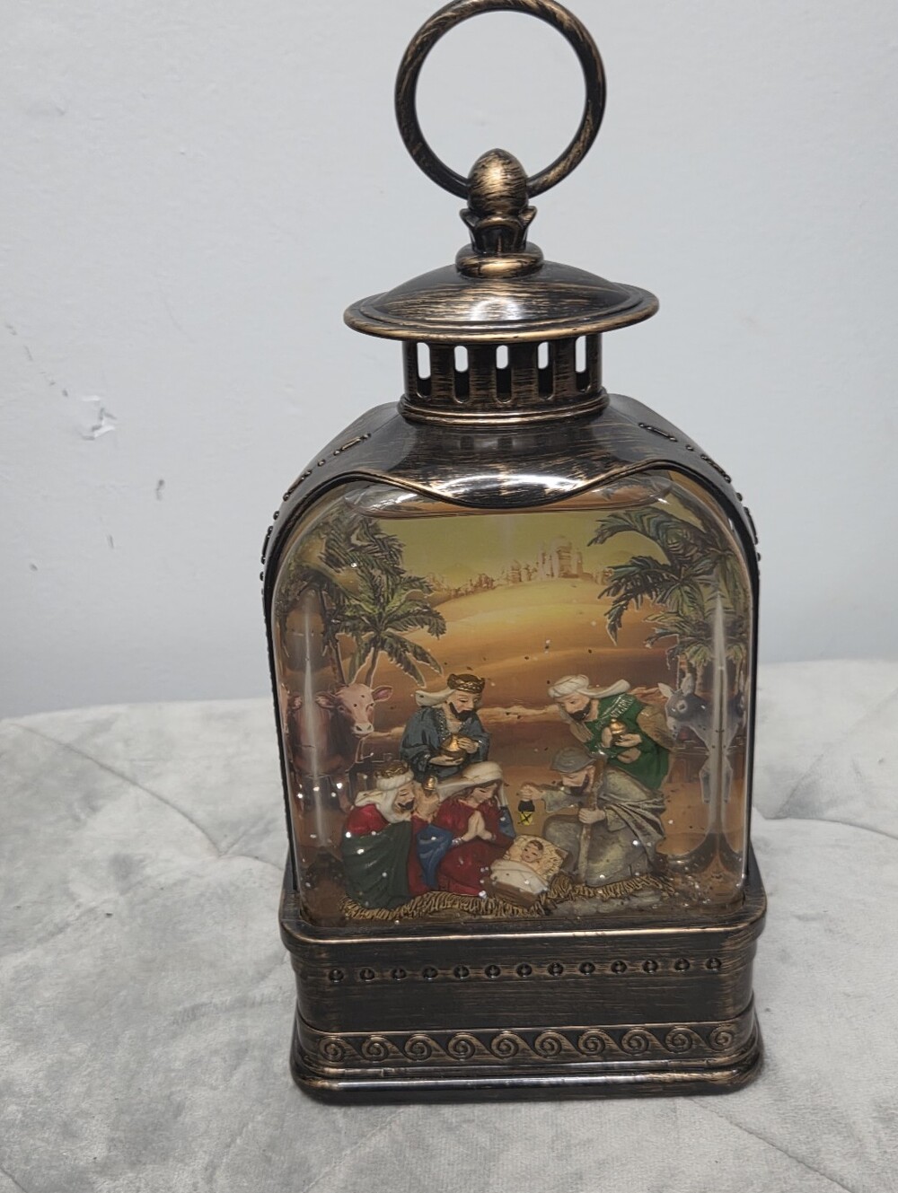 Bronze-Tone Nativity Lantern Home Accent with Musical Features
